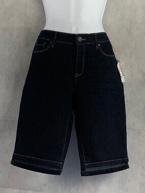 Kiind Of Women's Denim Bermuda Shorts, Dark Blue Rinse, 27 Inch Waist